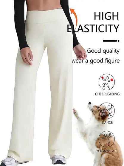 Straight Leg Mid Waist Yoga Running Sport Pants