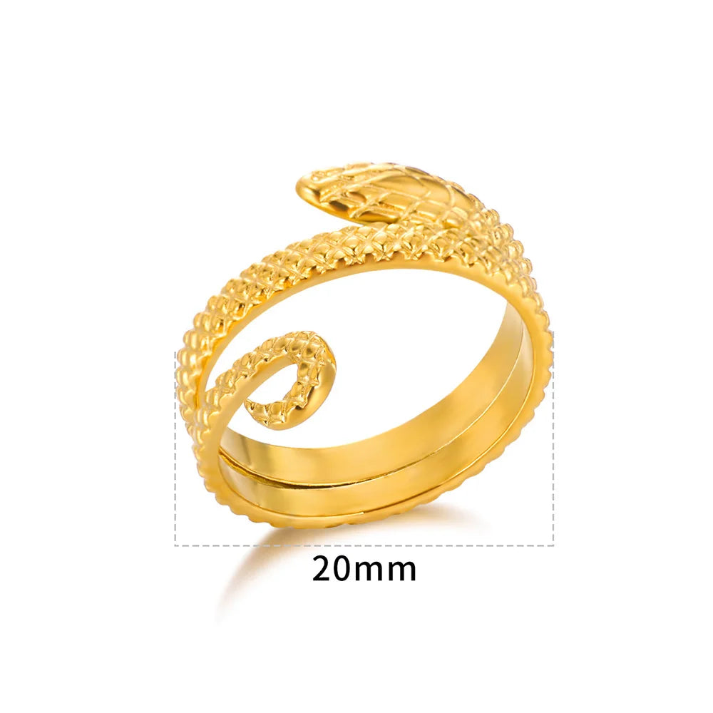 خواتم ثعبان من الفولاذ المقاوم للصدأ مطلية بالذهب 316L