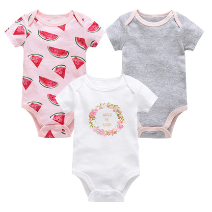 3/6 pcs Baby Girls Cotton Short Sleeve Toddler