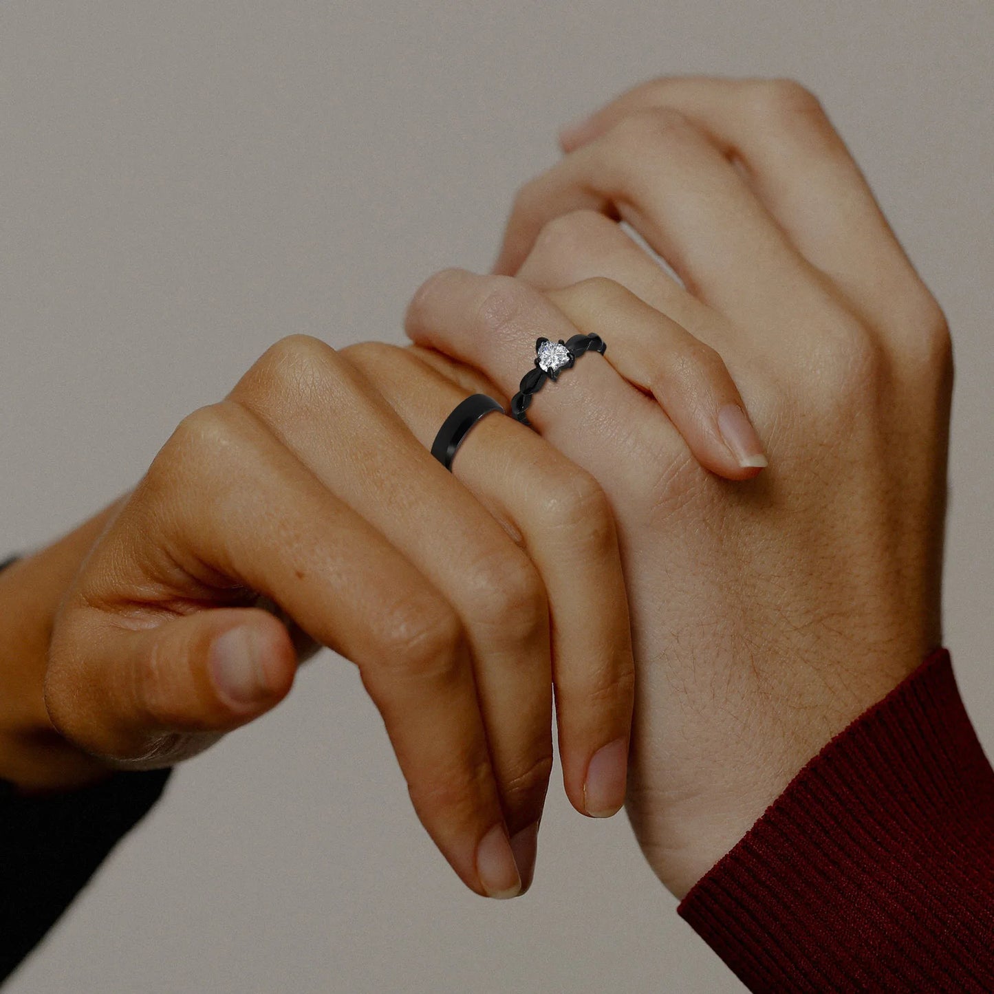 Romantic Heart CZ Stone Couple Rings