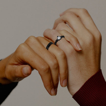 Romantic Heart CZ Stone Couple Rings