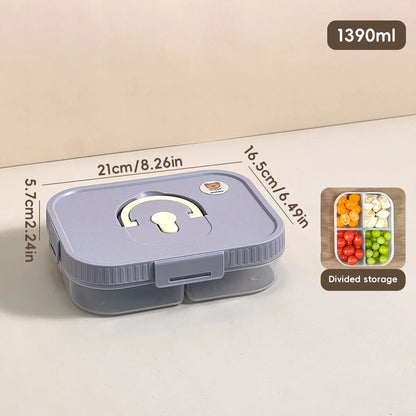 Microwave Plastic Divided Lunch Box With Handle Camping