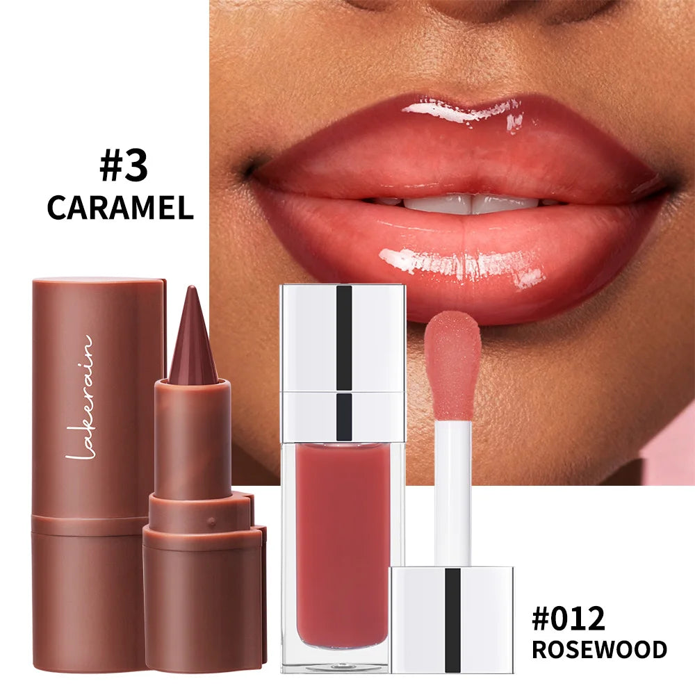 Lip Liner & Lip Gloss Set Shiny Long Lasting Moisturizing Lip Makeup