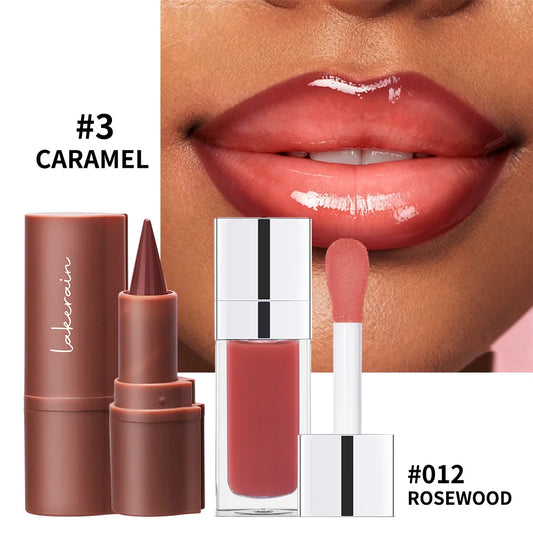 Lip Liner & Lip Gloss Set Shiny Long Lasting Moisturizing Lip Makeup