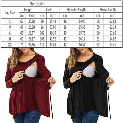 Long Sleeve Fake Two Piece Breastfeeding Pregnant T-shirt