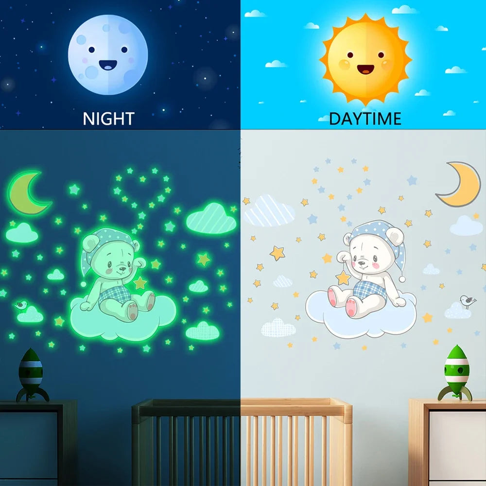 Cartoon Bunny Balloon Luminous Wall Stickers