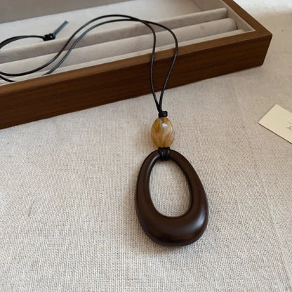 Black Coffee Round Water Drop Resin Necklaces