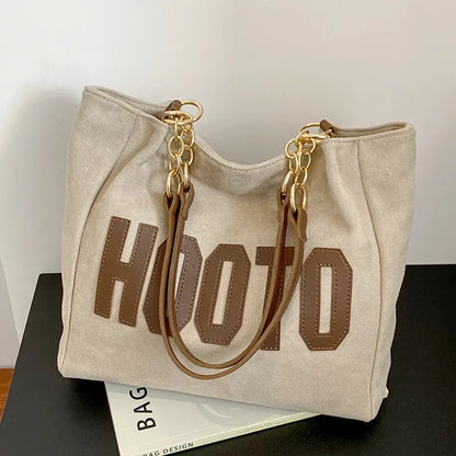 Letters Tote Canvas Campus Handbag Bolsa