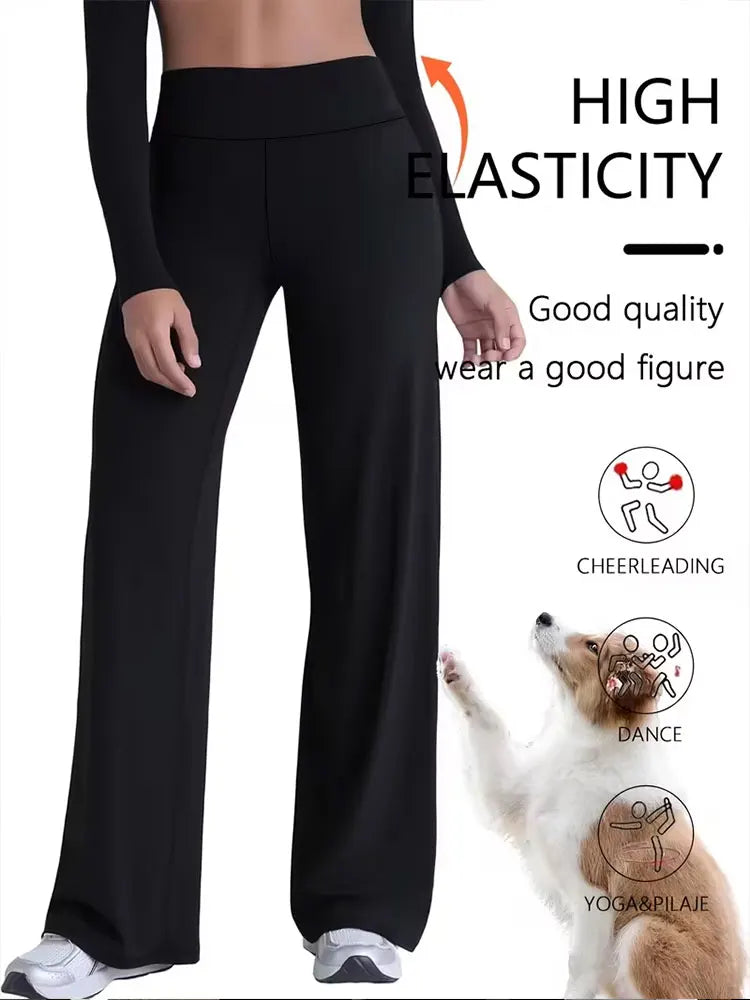 Straight Leg Mid Waist Yoga Running Sport Pants