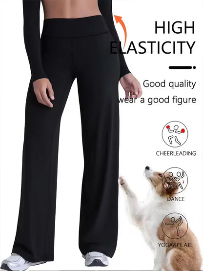 Straight Leg Mid Waist Yoga Running Sport Pants