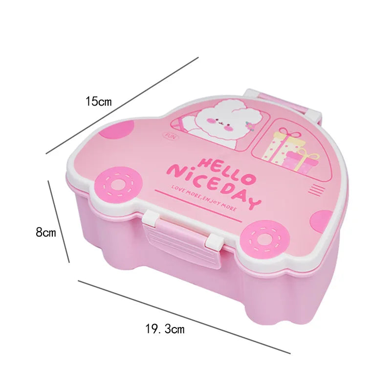 Cartoon Car Bento Rectangular Leakproof Plastic Lunch Box
