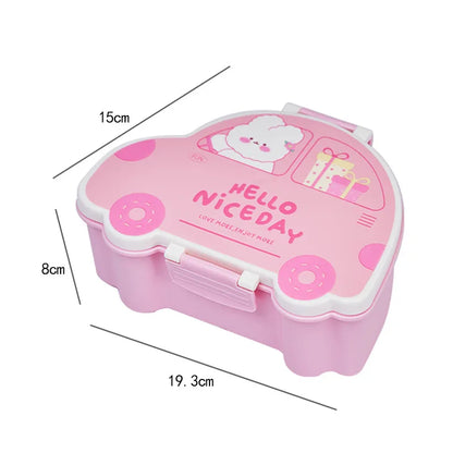 Cartoon Car Bento Rectangular Leakproof Plastic Lunch Box