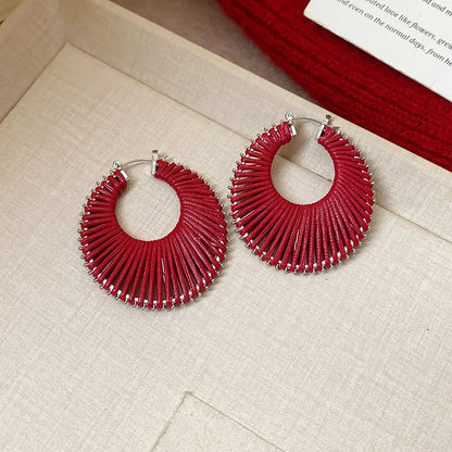 Bohemian Braided Hollow Hoop Geometric Round Earrings