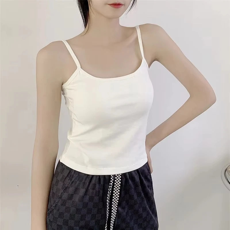 Spaghetti Straps Sleeveless Slim Cotton