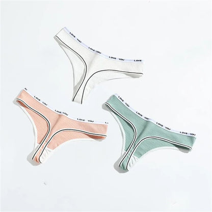 3pcs Ribbed Cotton G String Lingerie
