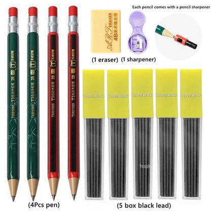 Mechanical Pencils Set 2B 2.0mm Automatic Student Drawing Pencil