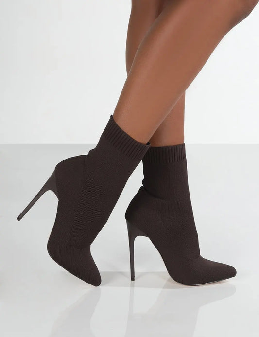 Short High Heels Knitted Ankle Boots