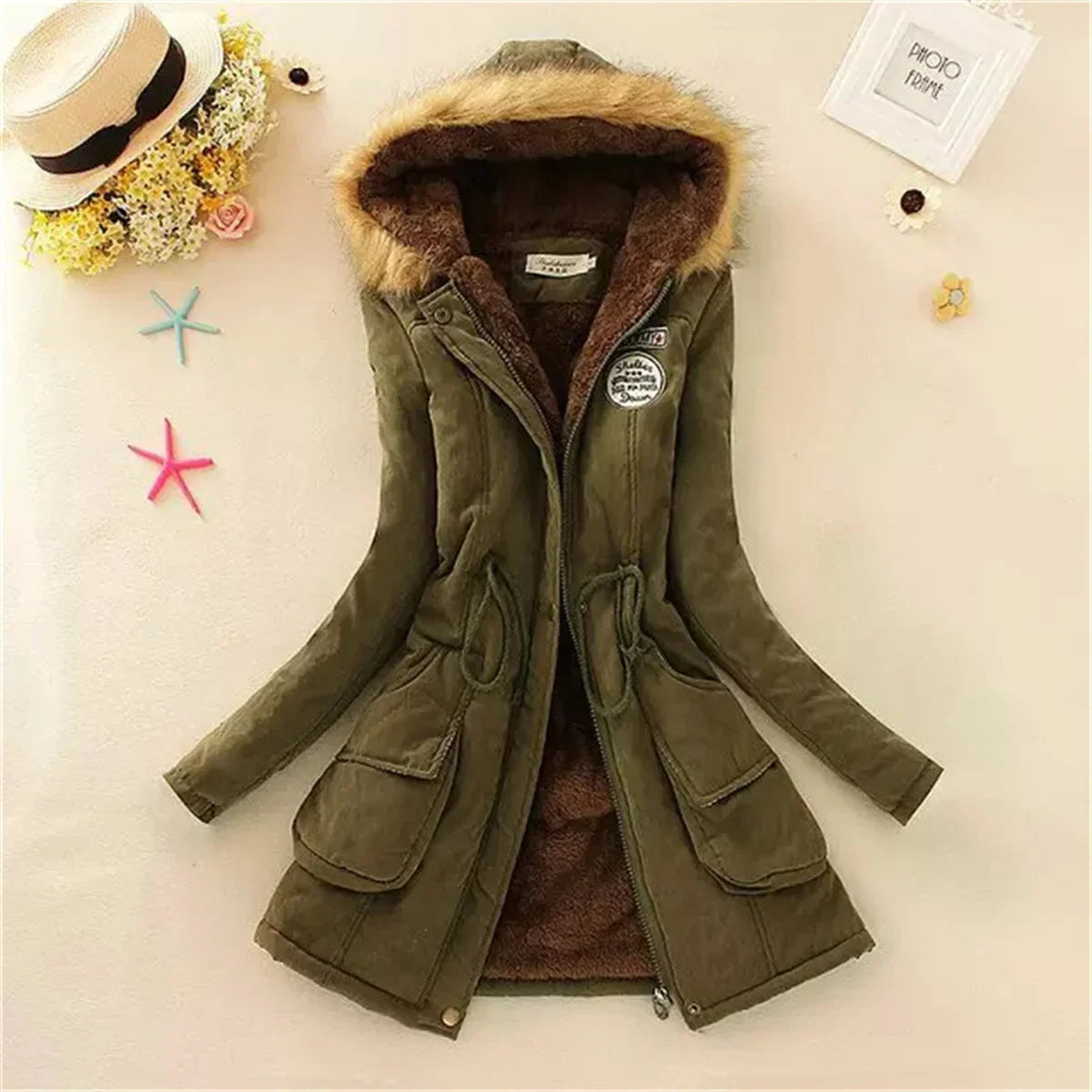 Fleece Lined Hood Down Puffer Jacket
