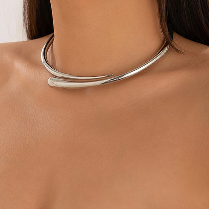 Steampunk Irregular Clavicle Torques Punk Gold Silver Color Chokers Necklace