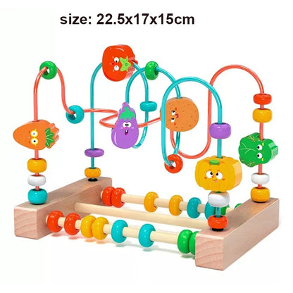Montessori Wooden Roller Coaster Bead Maze Abacus Math Toys