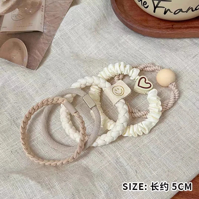 5/10pcs Simple Heart Ball  Scrunchie  Ties Ropes