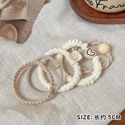 5/10pcs Simple Heart Ball  Scrunchie  Ties Ropes