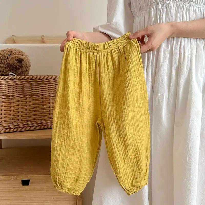 9m-6y Kids Clothing Summer Thin Solid Color Pants