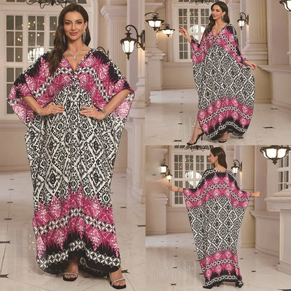 Kaftan Wave Neck Swimsuit Cover Up Caftan Dress