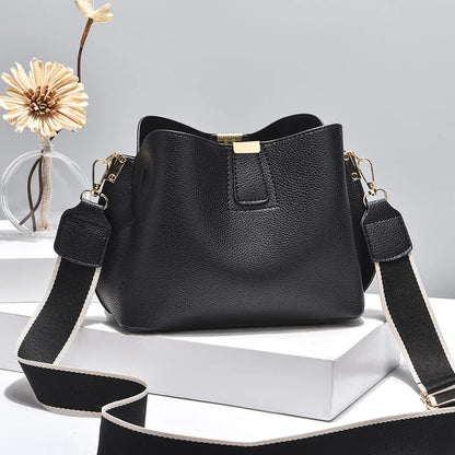 Minimalist Bucket Soft Textured Leather Crossbody Strap Bags