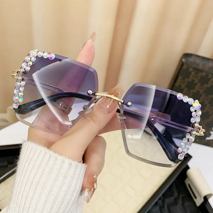 Square frameless crystal decoration Sunglasses