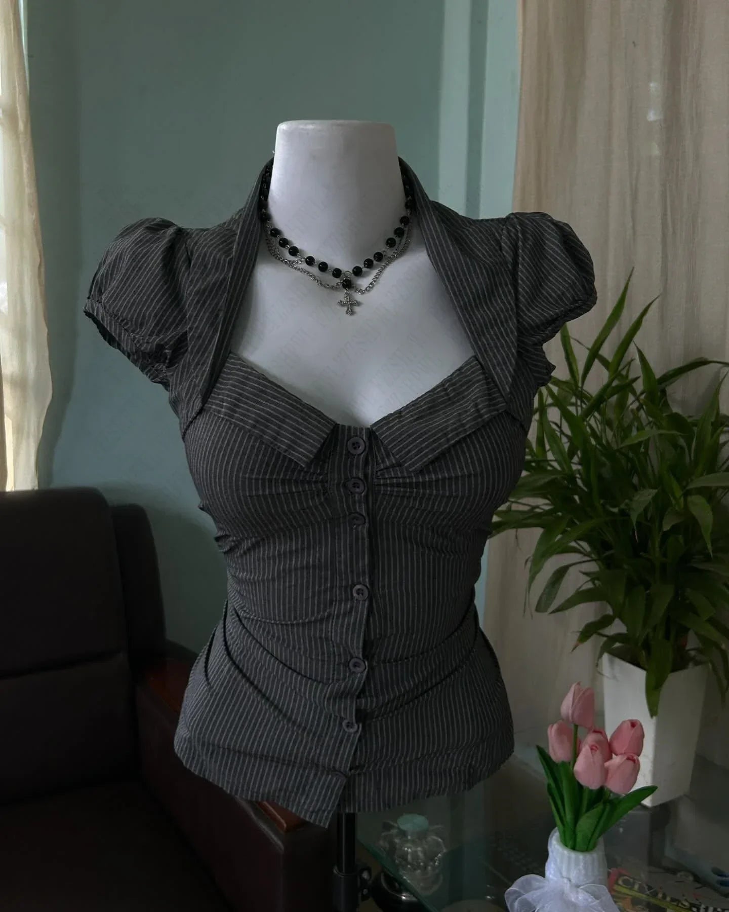 Pleated Tees Sexy Girl Slim Fit Tees Shirt