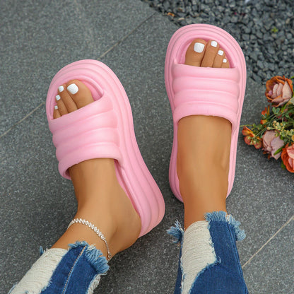 Pink Chunky Platform Slippers