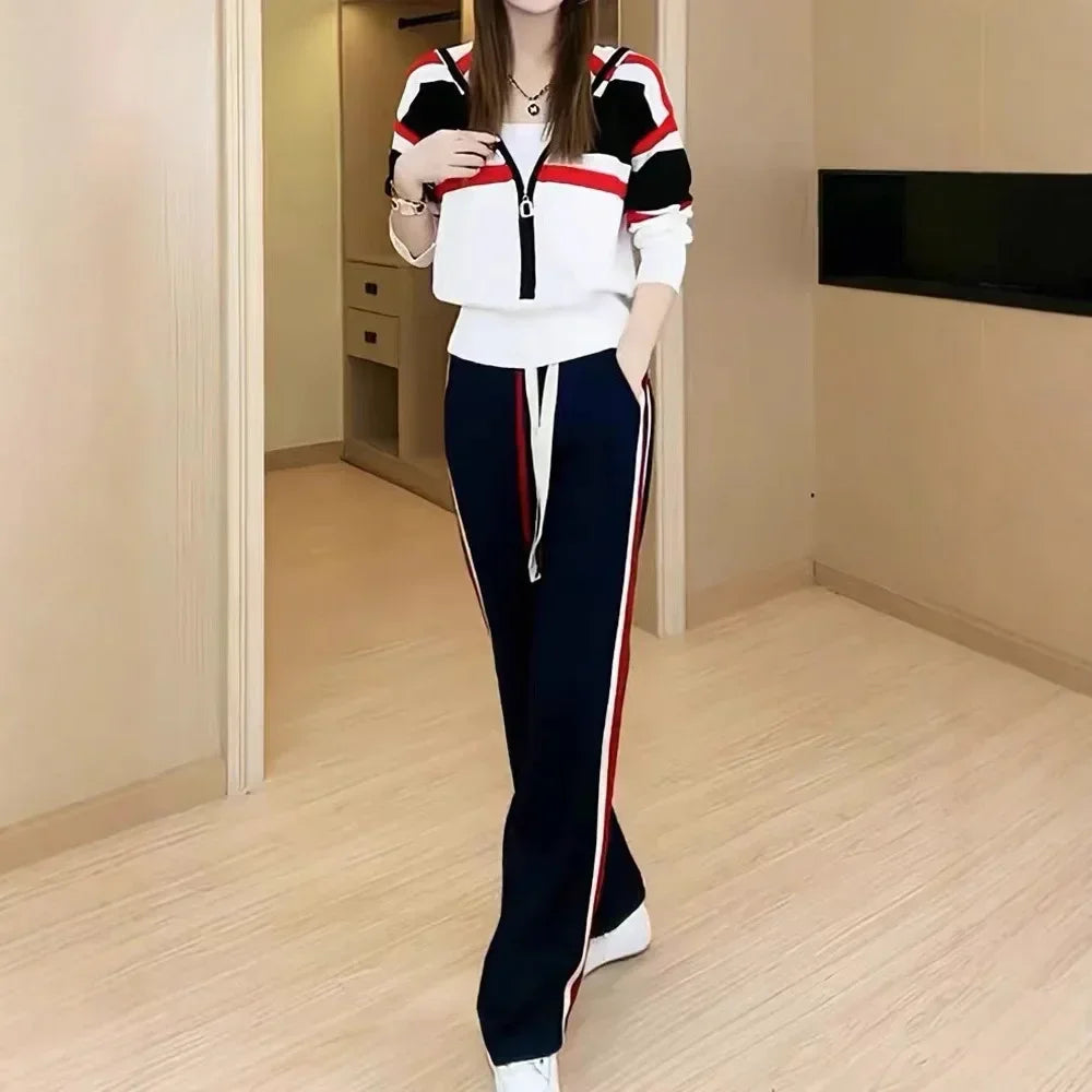 Cardigan Sweatshirt Loose Slimming Sport Set