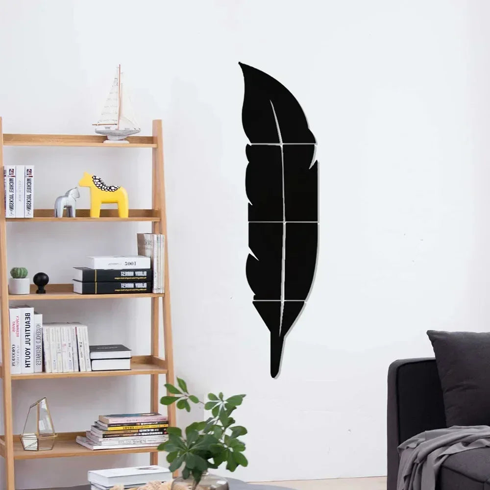 3D Dancing Feathers Mirror Wall Stickers