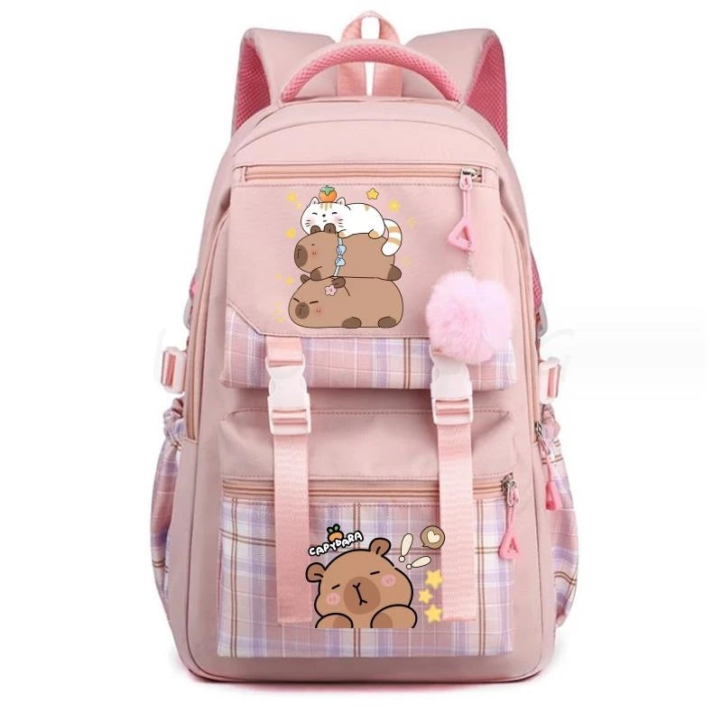 Backpack Lovely Capybara Print Large Capacity School Backpacks