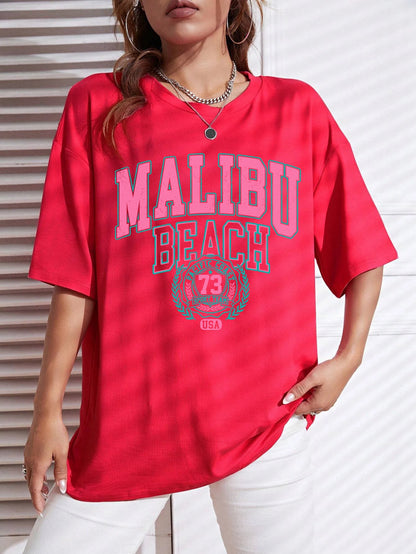 Malibu Beach Letter Street Casual T-shirt