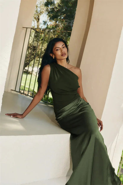 Mozision Satin Sleeveless Backless Sexy Maxi Dress