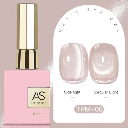 15ml Peachy Whimsy Pink Cat Eye Gel Nail Polish Glitter