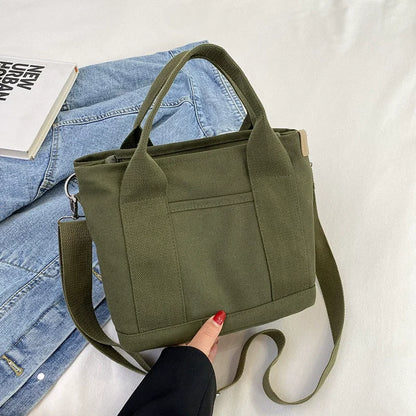 Casual Canvas Crossbody Adjustable Strap Tote Multiple Bag