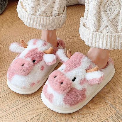 DANA Winter Warm Cartoon Cow Slippers