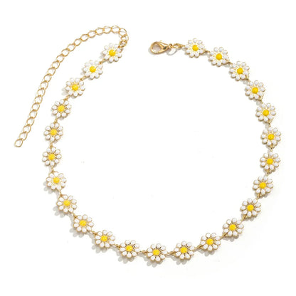 Kpop Flower Short Choker Chain Necklace
