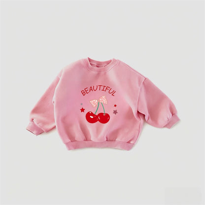 Korean Wear Long Sleeve Printing Lovely Pink Sweatshirts Spring Autumn Hoodies
