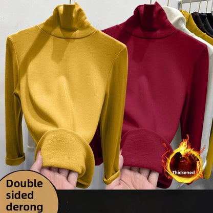 High Collar Underlay Top Autumn/Winter Overlay Thick Warm Long Sleeve T-shirt