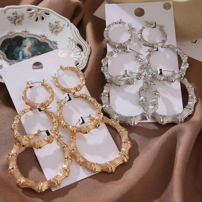 3pairs Hoop Big Geometry Round Circle Earring
