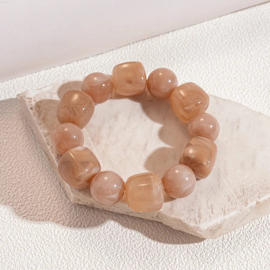Acrylic Irregular Square Round Beaded Bracelet