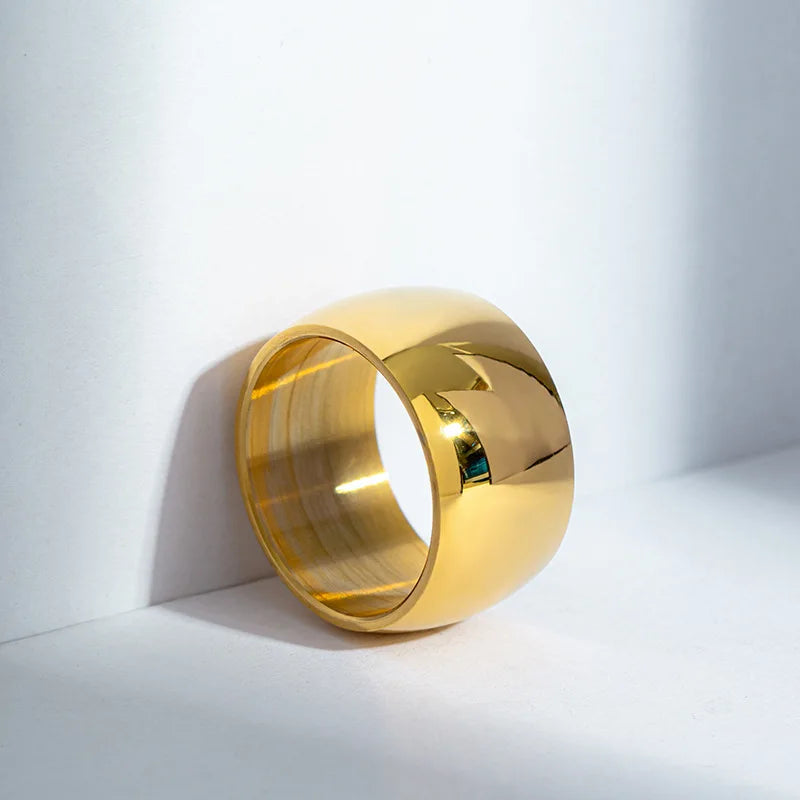 12mm Smooth Stainless Steel Classic Gold Couple Rings