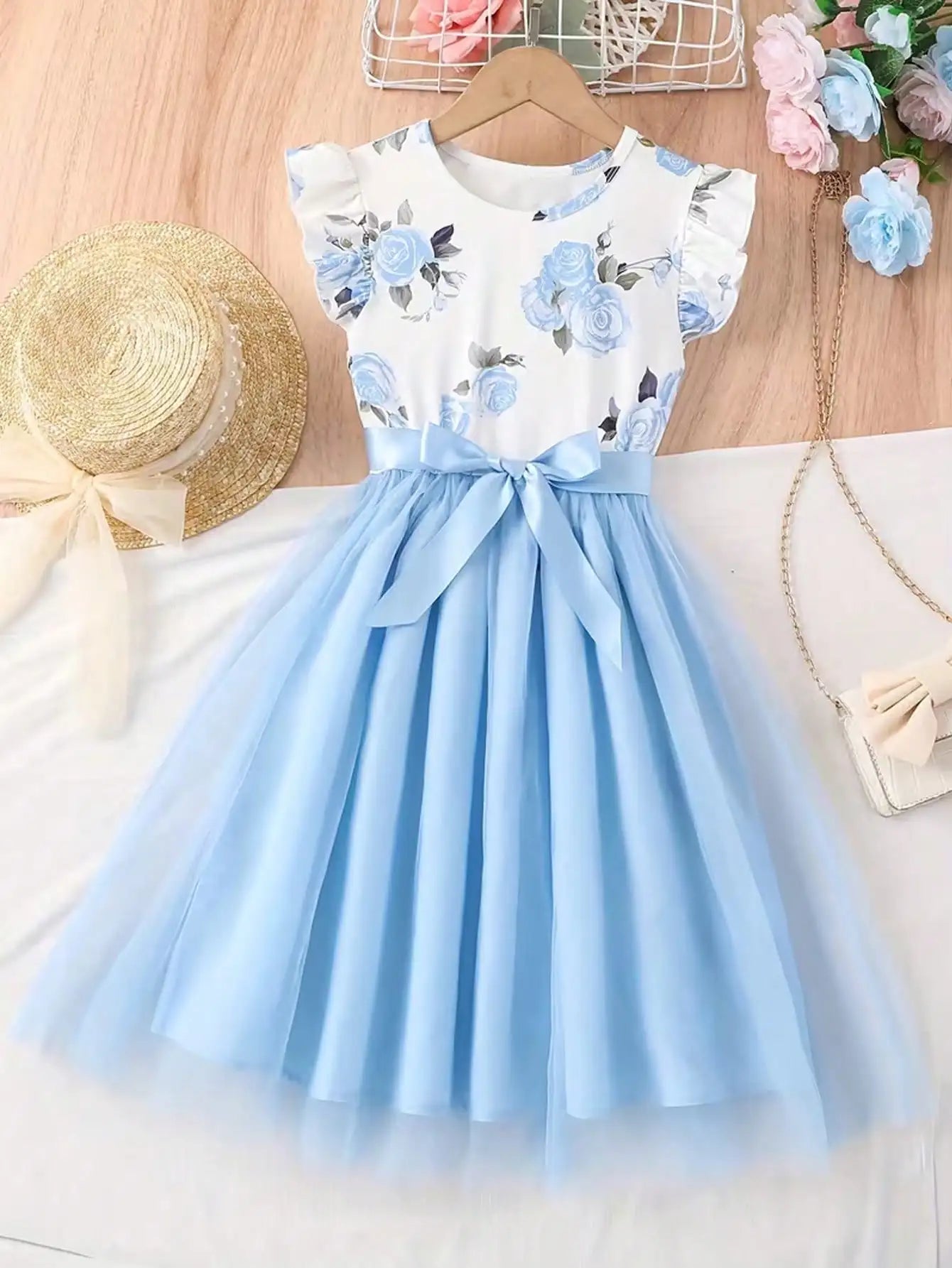 Small Flying Sleeve Printed Dress