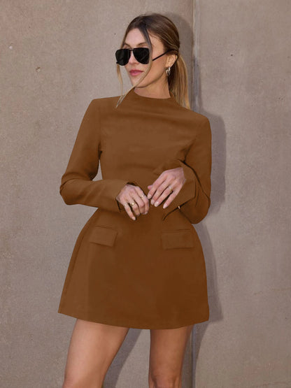 Dulzura Long Sleeves Zipper Bodycon Mini Dress