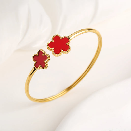 Shell Five-Leaf Flower Stainless Steel Bracelet