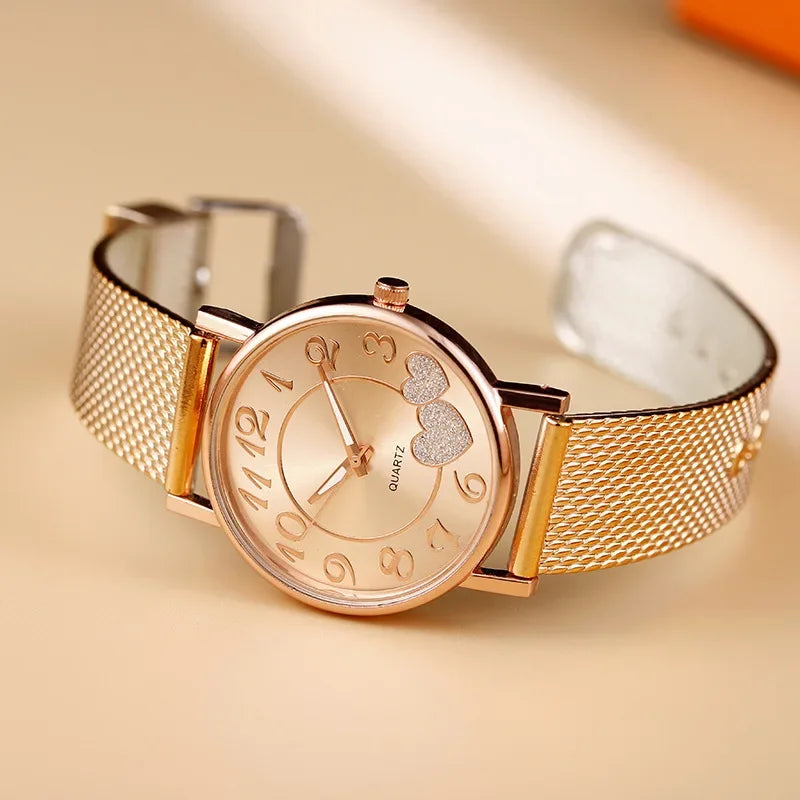 DANA Elegant Rose Gold Heart Dial Watch